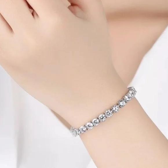 NEW ‘5MM’ 925 STERLING SILVER DIAMOND BRACELET, NICE BRACELET, CUTE BRACELET - Picture 3 of 5